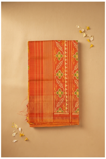 Rust Patola Pure Silk Wedding And Party Saree