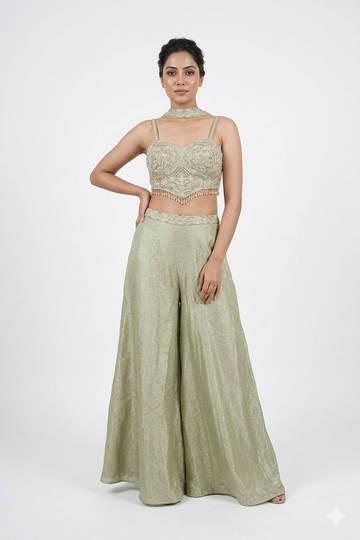 Sage Green Indo-Western Palazzo Set