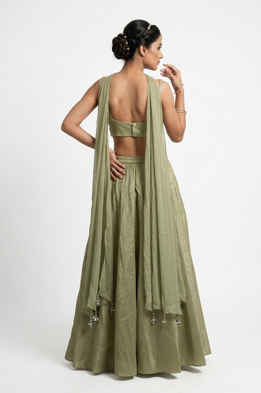 Sage Green Indo-Western Palazzo Set