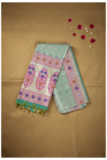 Seafoam Green Banarasi Art Silk Wedding Saree