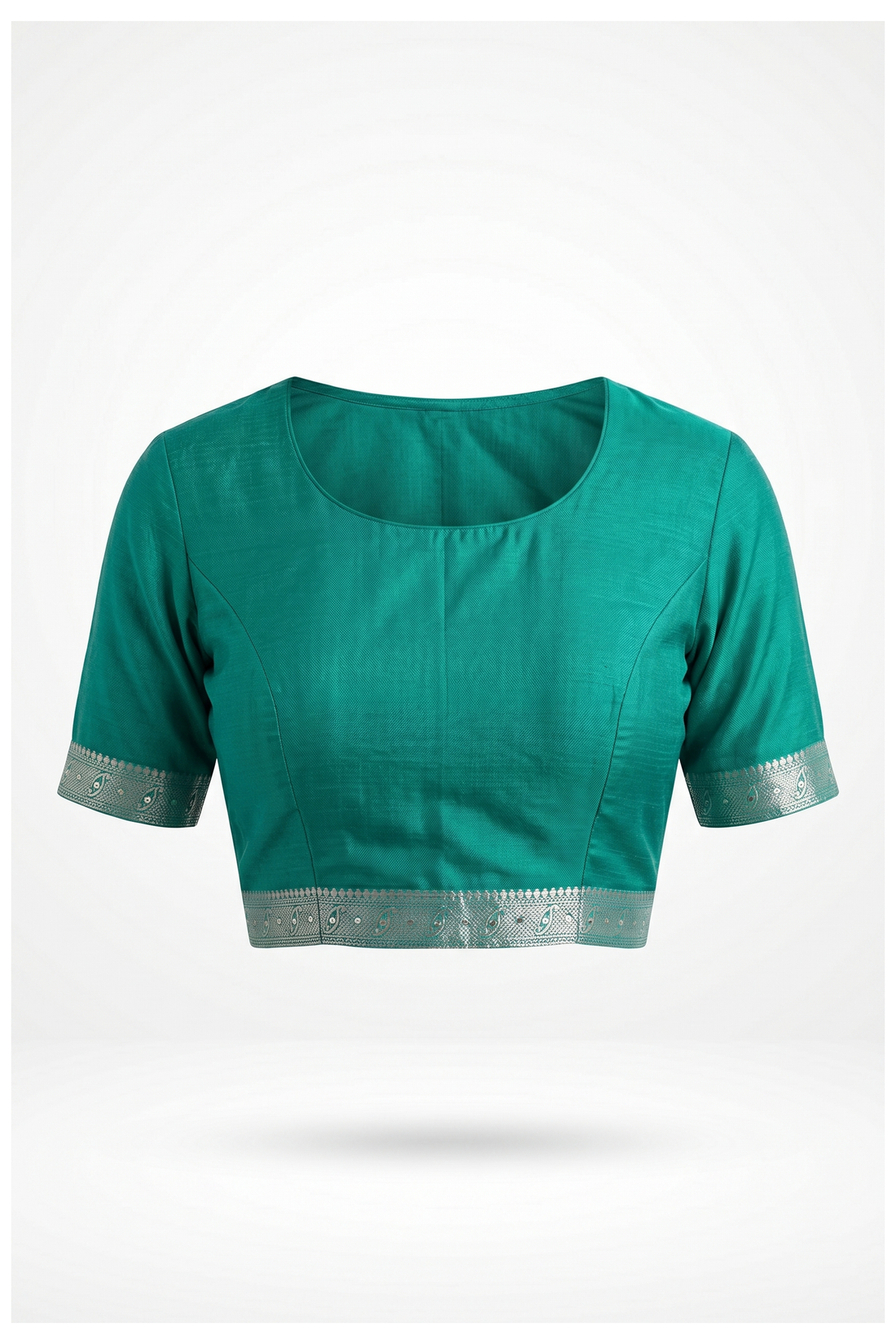 Teal Banarasi Silk Saree With Hand Work Weaving
