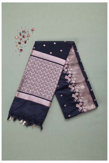 Midnight Blue Banarasi Art Silk Wedding & Party Wear Saree