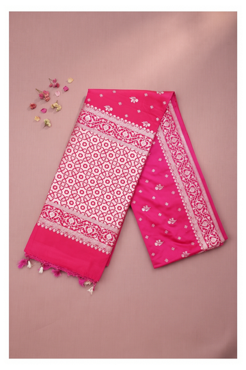 Rani Pink Banarasi Silk Art Silk Wedding And Party Wear Saree