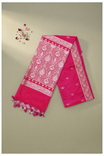 Rani Pink Banarasi Art Silk Wedding & Party Wear Saree