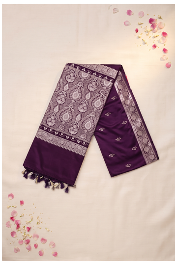Wine Banarasi Art Silk Wedding & Party Wear Saree