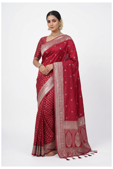 Maroon Banarasi Art Silk Wedding Saree