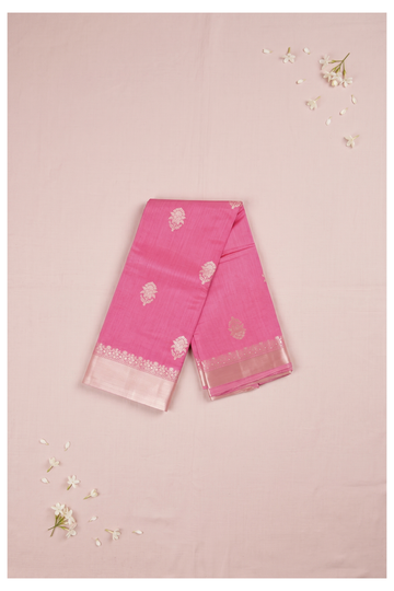 Rani Pink Banarasi Art Silk Wedding Party Wear Saree