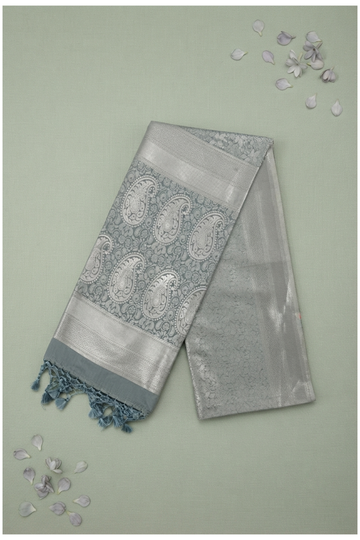 Powder Blue Banarasi Art Silk Wedding Saree