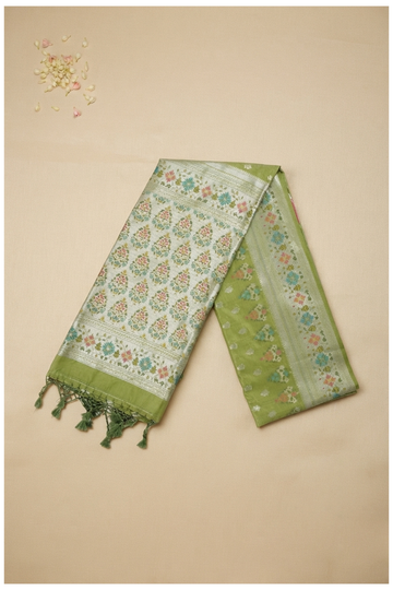 Pistachio Green Banarasi Art Silk Wedding & Party Wear Saree