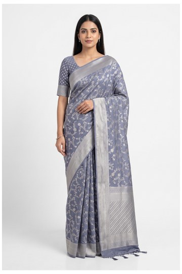 Periwinkle Banarasi Art Silk Wedding & Party Wear Saree