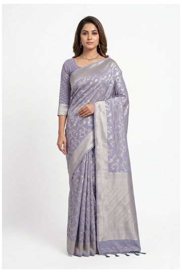 Periwinkle Banarasi Art Silk Wedding Party Saree