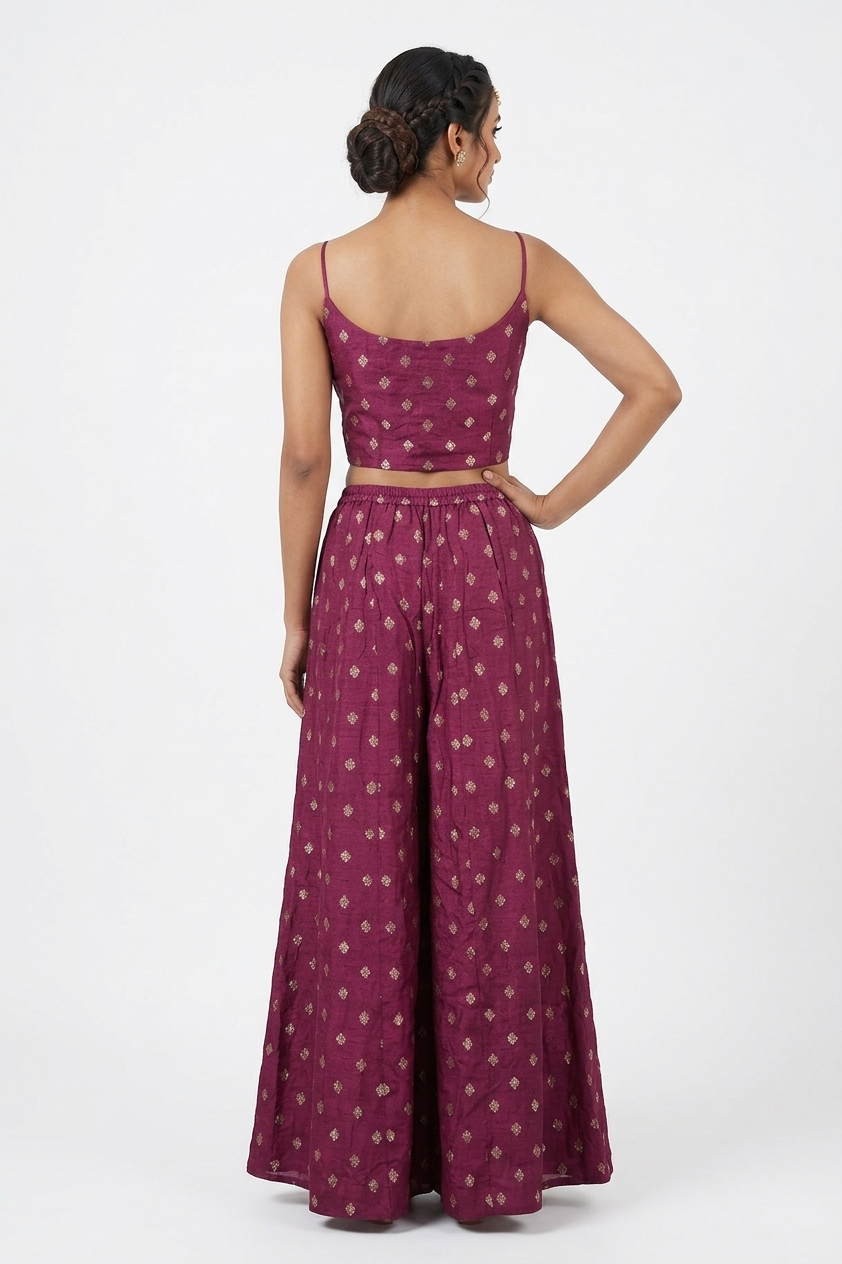 Pink Embroidered Co-Ord Set with Crop Top, Flared Skirt & Jacket
