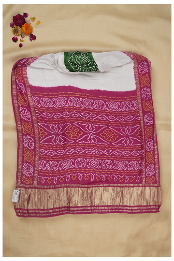 Rani Pink Bandhni Gajji Silk Wedding Saree