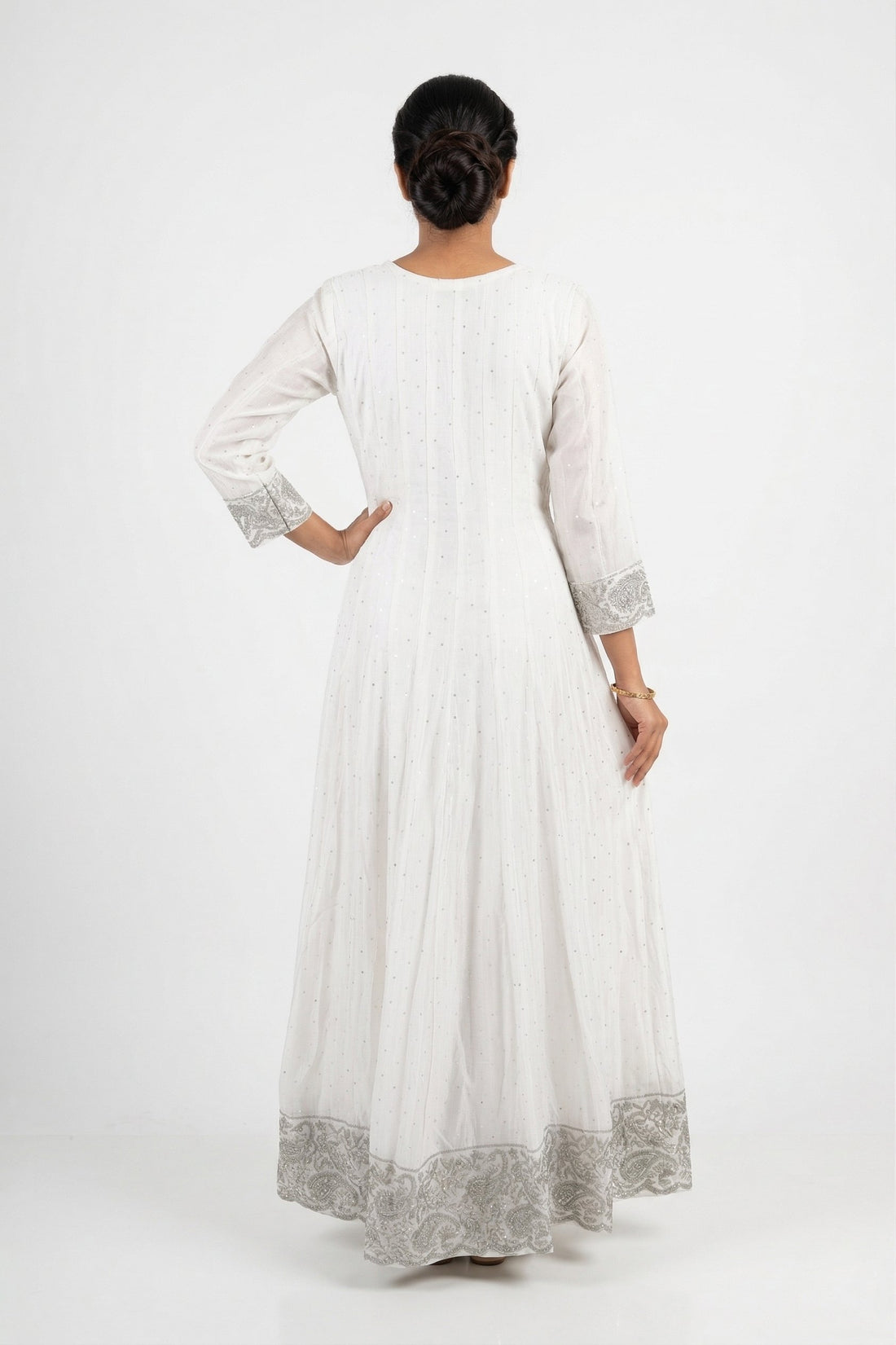 Ivory White Chikankari Embroidered Anarkali With Dupatta