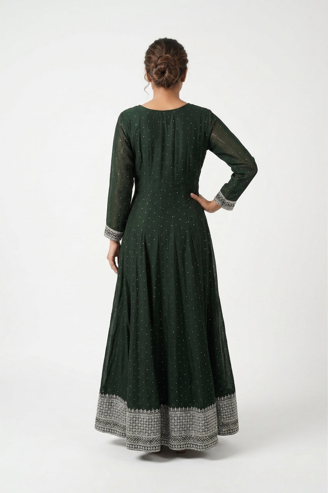 Elegant Bottle Green Embroidered Anarkali Set With Dupatta