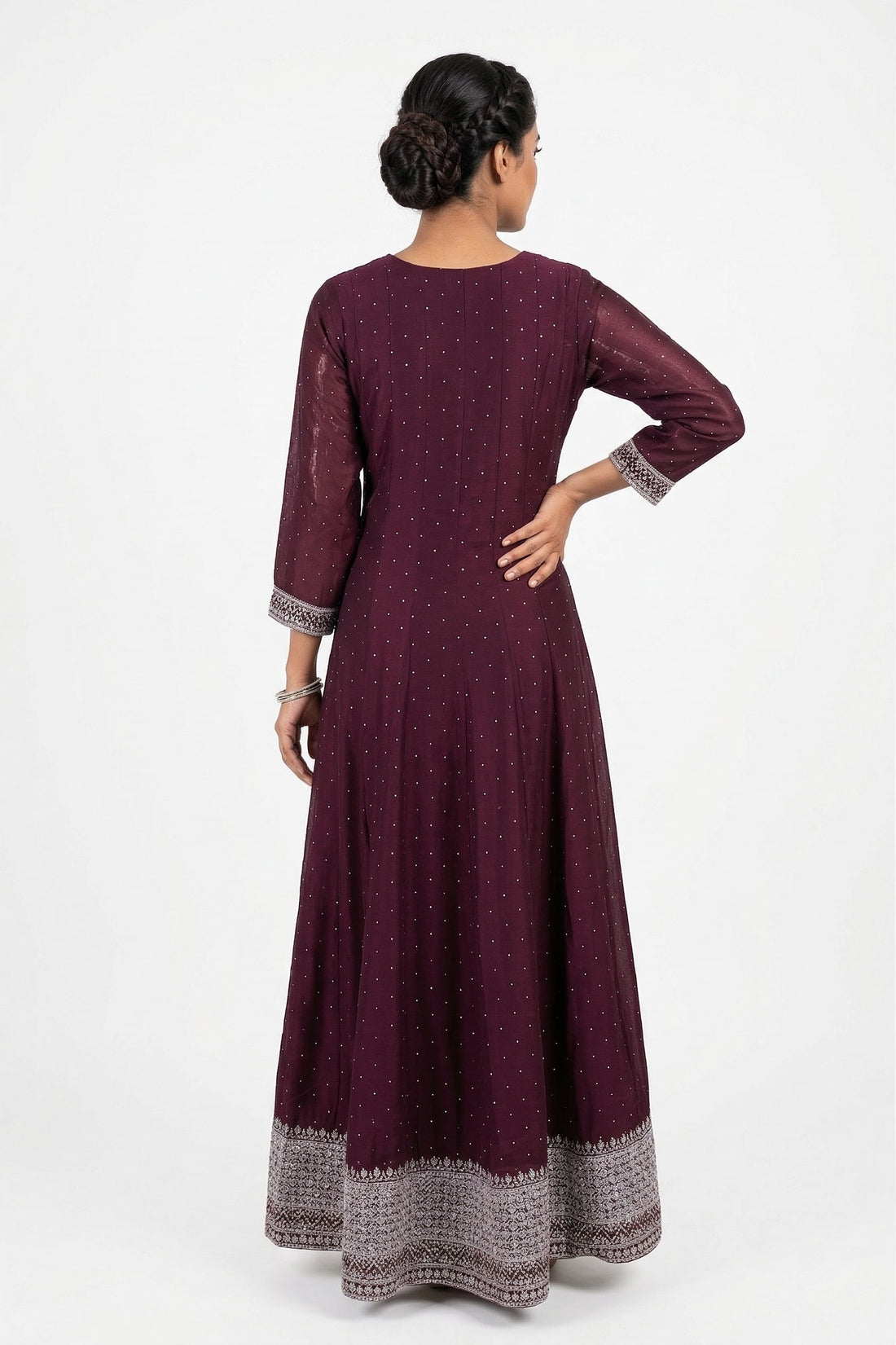 Elegant Wine Purple Embroidered Anarkali Suit With Dupatta