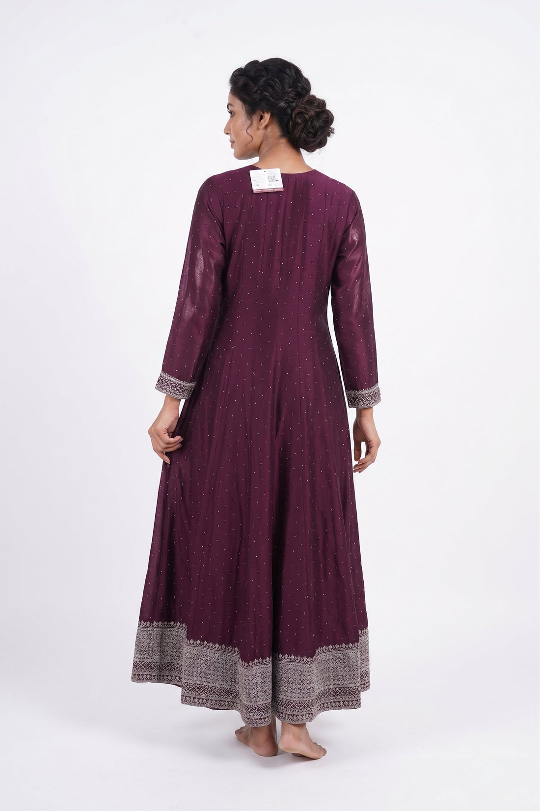 Majestic Plum Embroidered Anarkali Gown Set