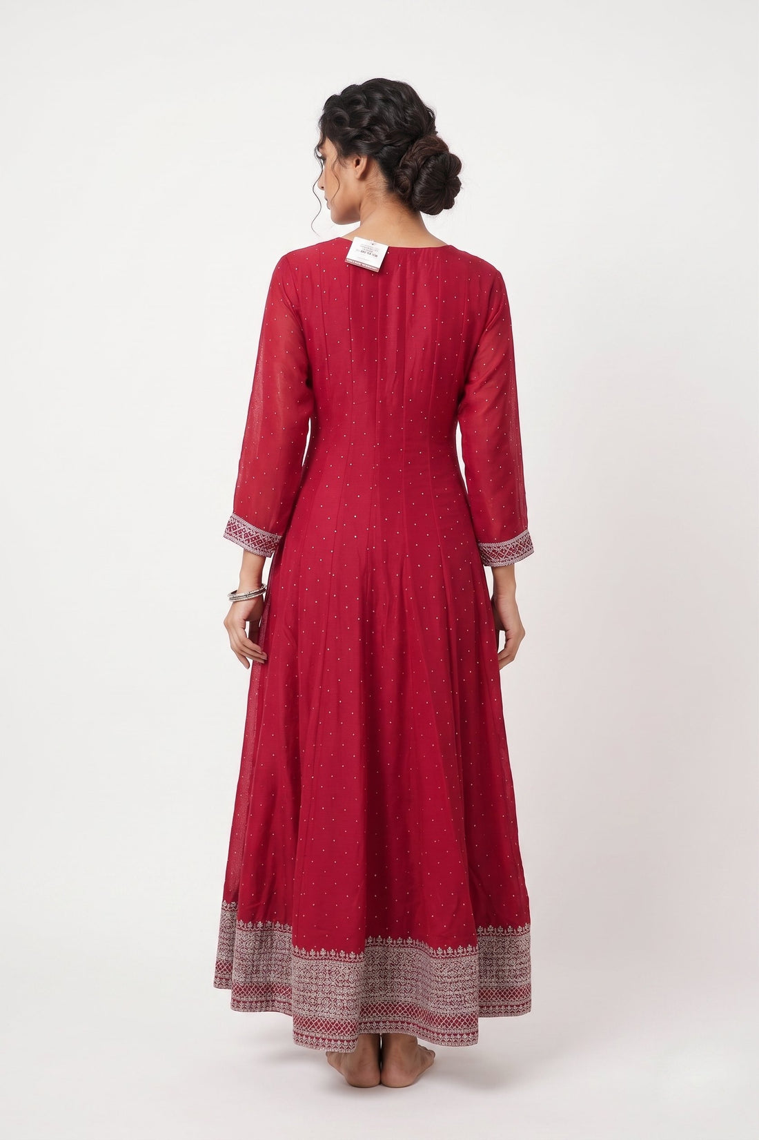 Ruby Radiance Embroidered Anarkali Gown Set