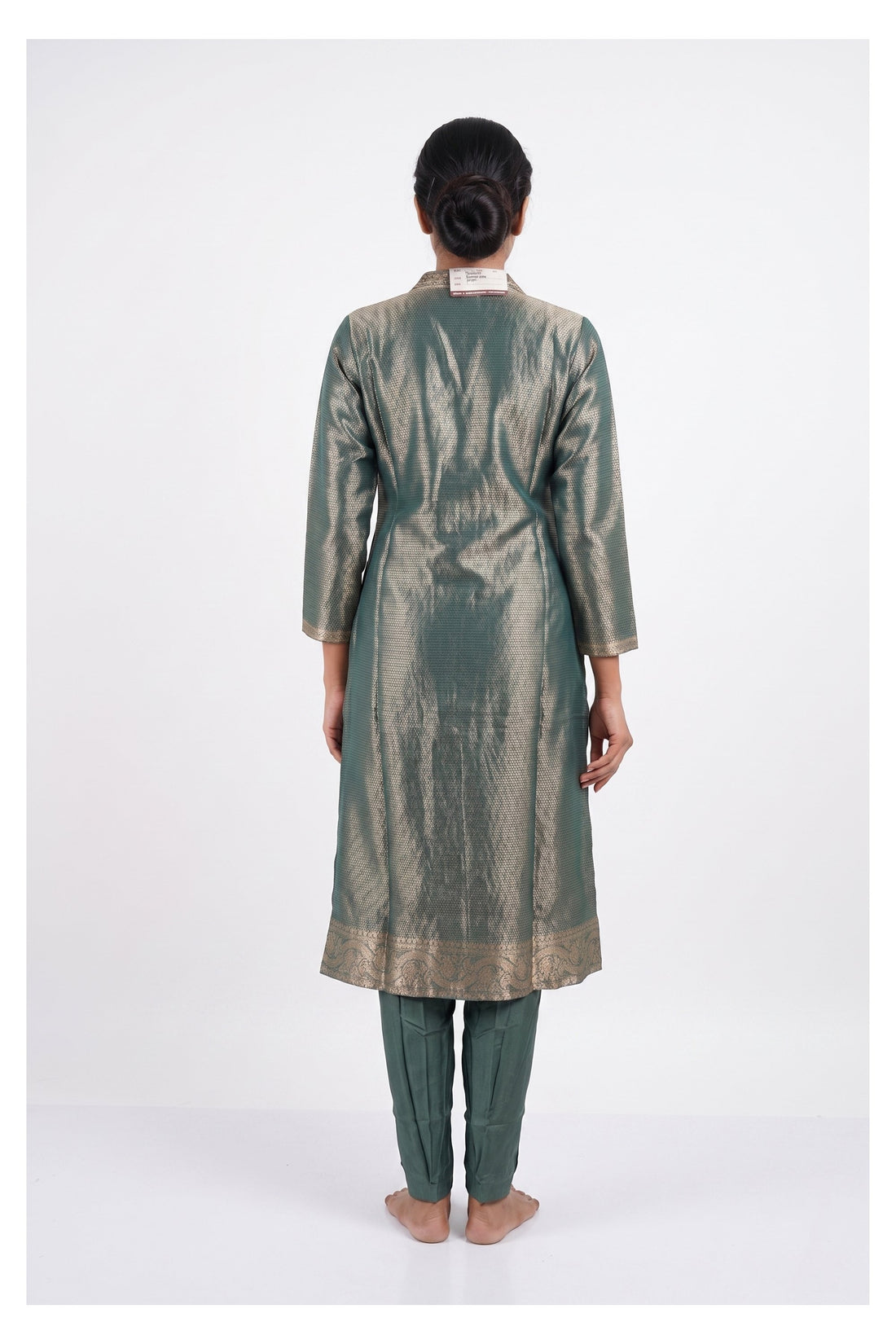 Sage Green Zari Woven Festive Kurta Set With Dupatta