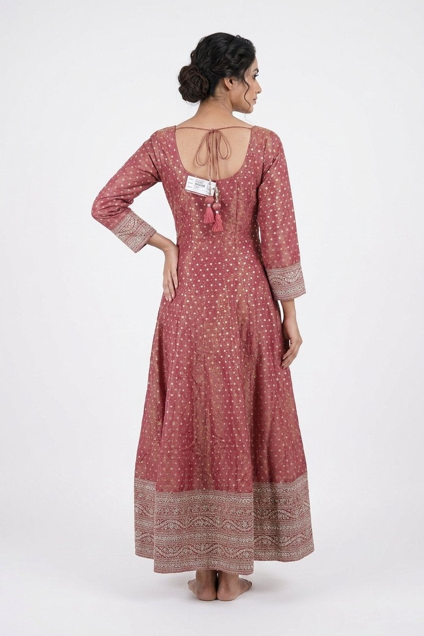 Blush Rose Embroidered Anarkali Gown Set