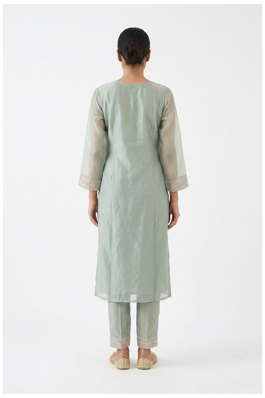 Mint Green Embroidered Kurta Pant Set With Dupatta