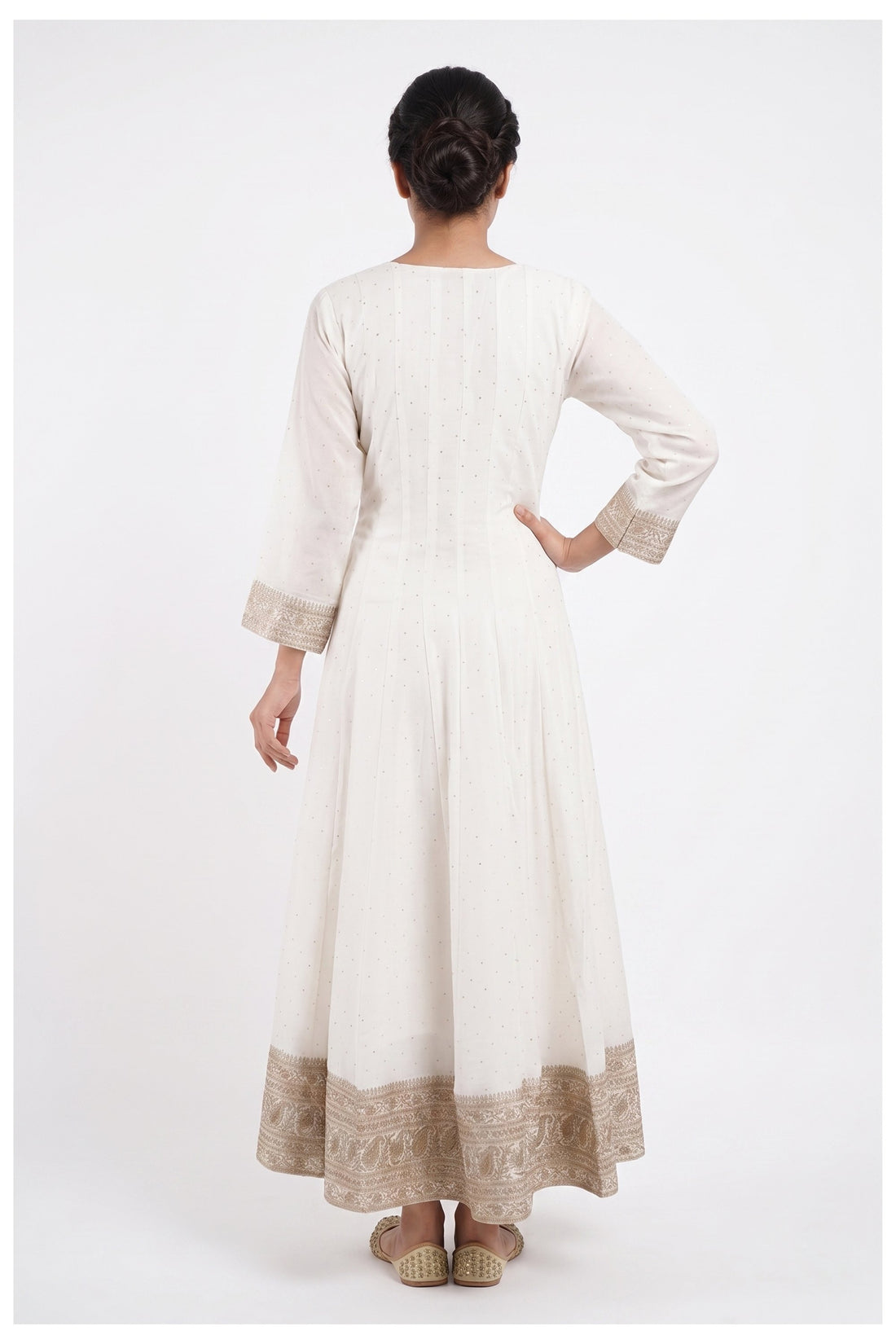 Ivory Embroidered Anarkali Set With Dupatta