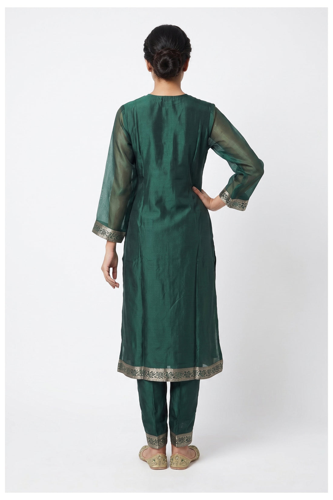 Teal Green Printed Kurta Pant Set With Dupatta
