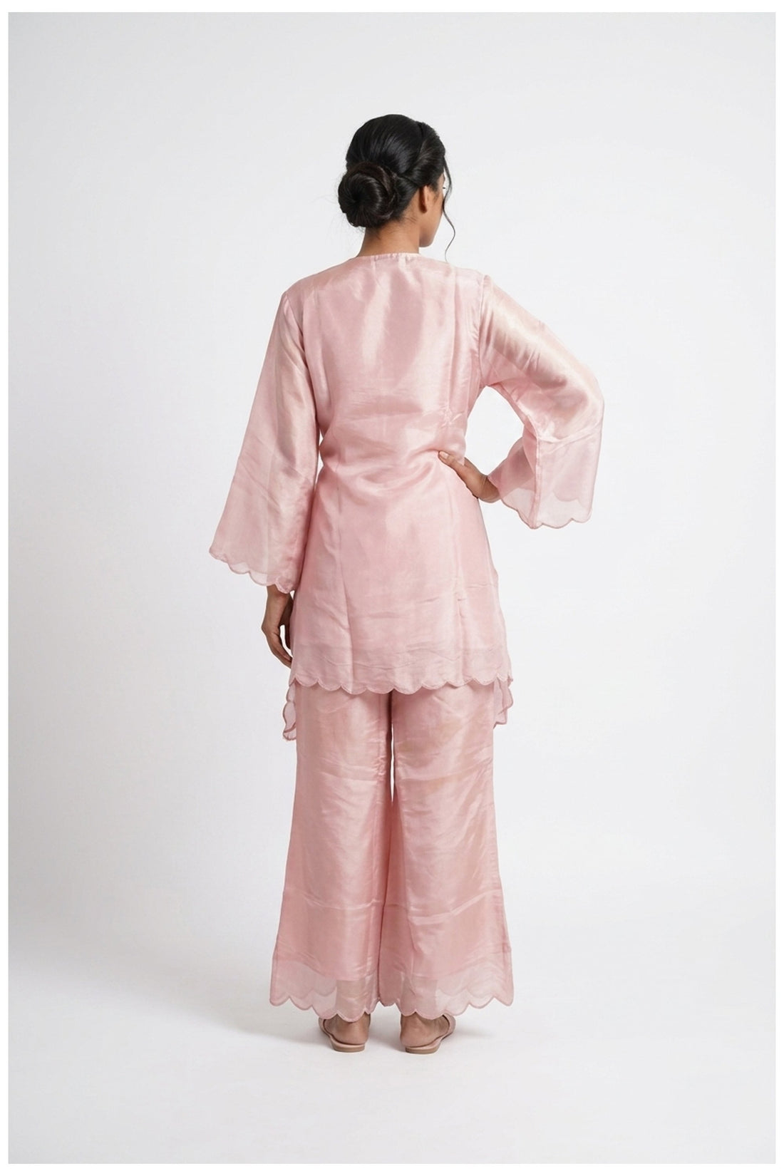 Blush Pink Mirror Work Co-Ord Palazzo Set