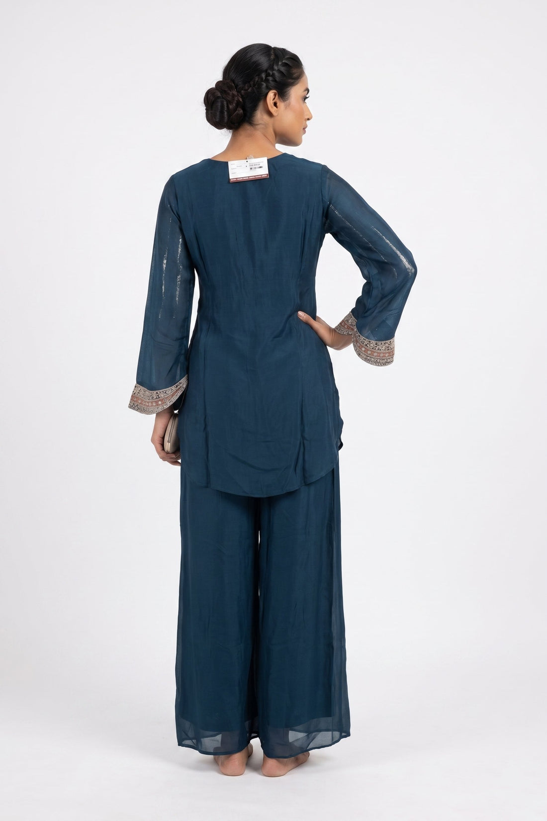 Royal Teal Embroidered Palazzo Suit Set