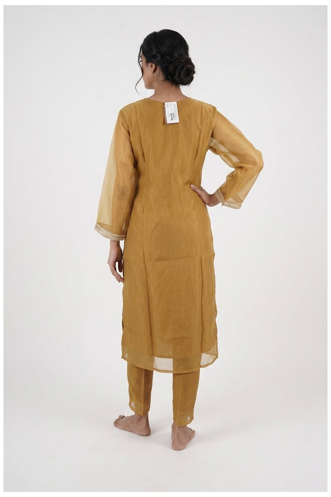 Mustard Embroidered Kurta Pant Set With Dupatta