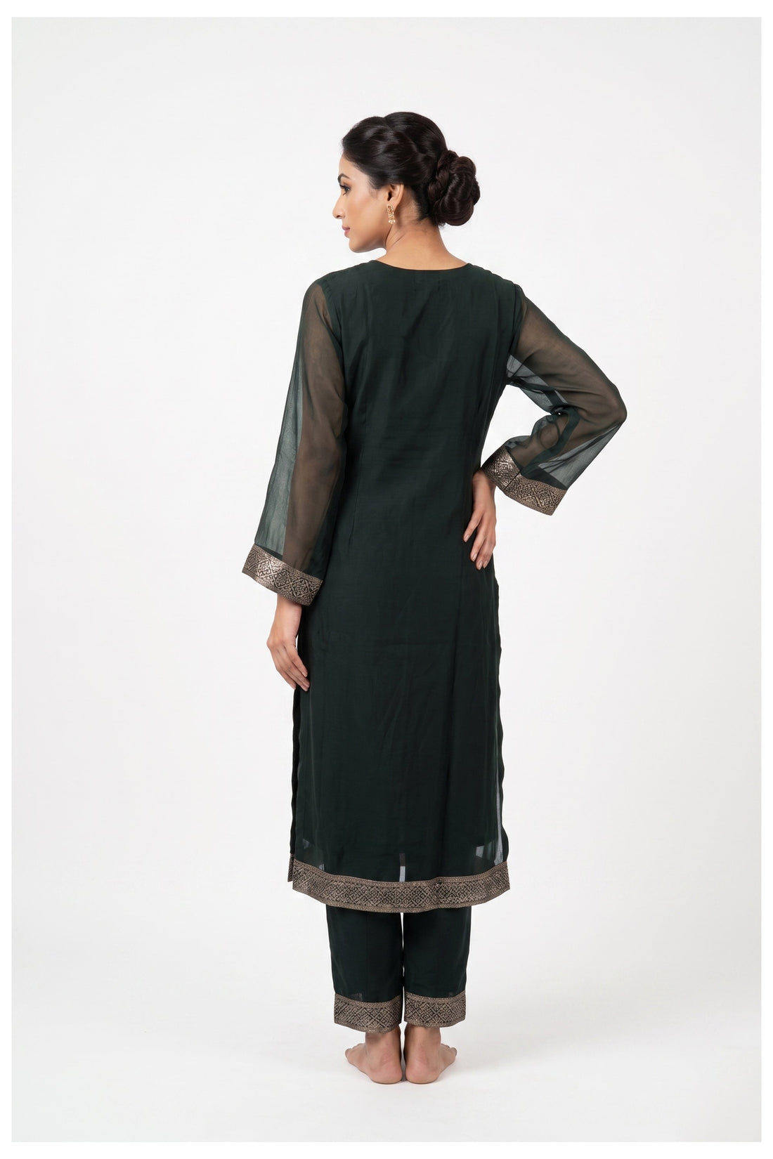 Teal Blue Woven Kurta Pant Set With Dupatta