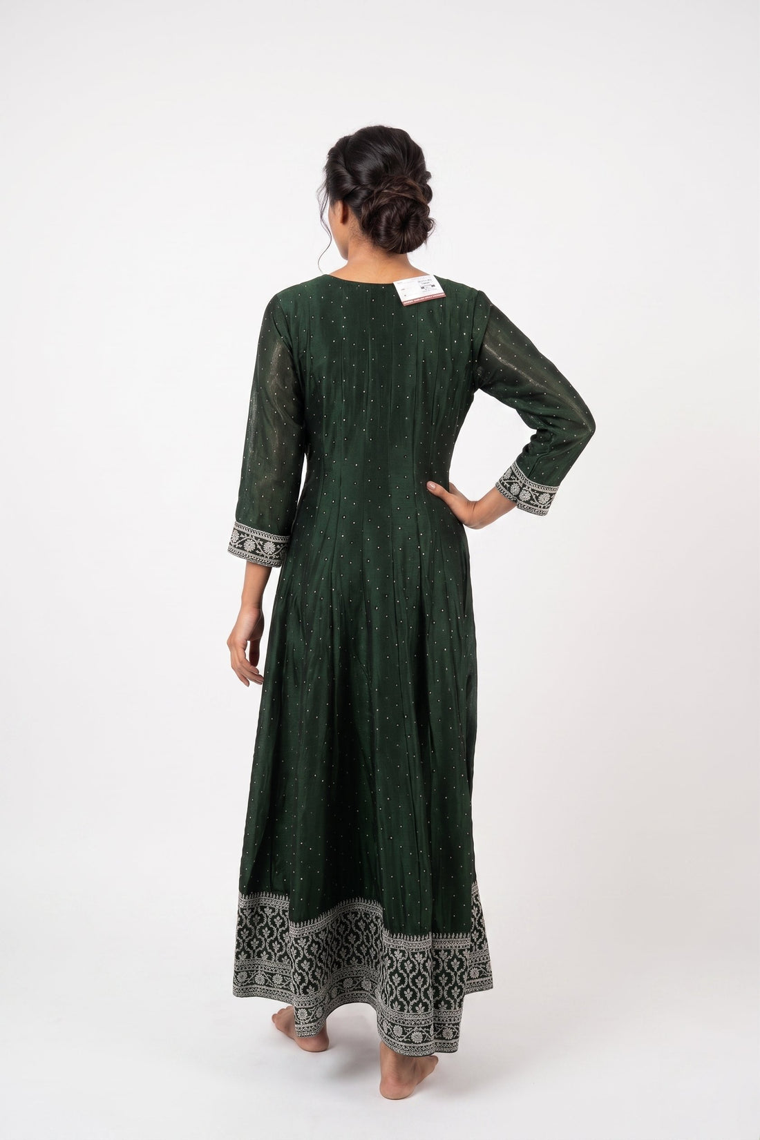 Royal Emerald Embroidered Anarkali Gown Set