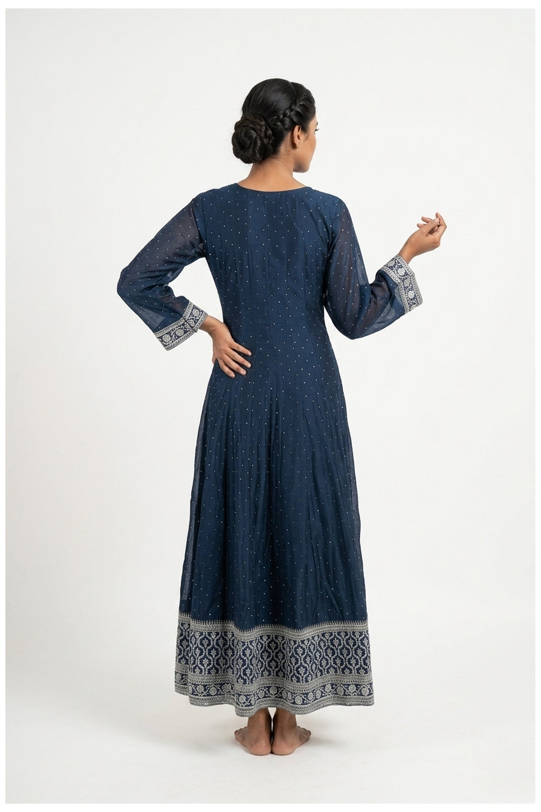 Navy Blue Anarkali Set With Dupatta