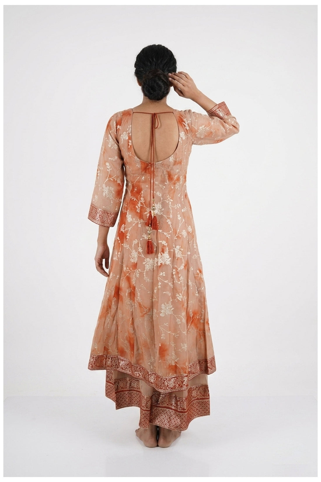 Peach Blush Embroidered Kurta Palazzo Set With Dupatta