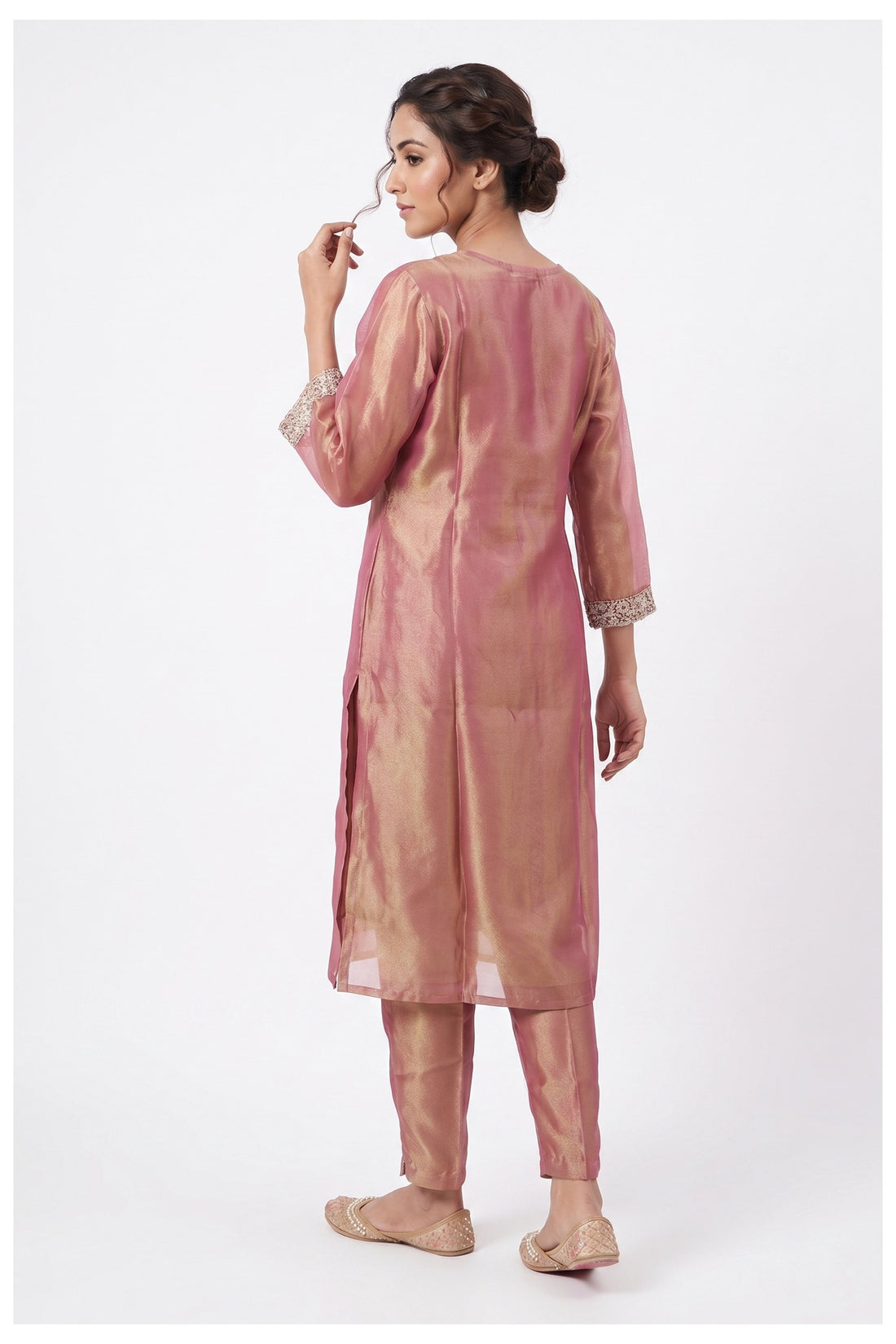 Rose Pink Embroidered Kurta Pant Set With Dupatta