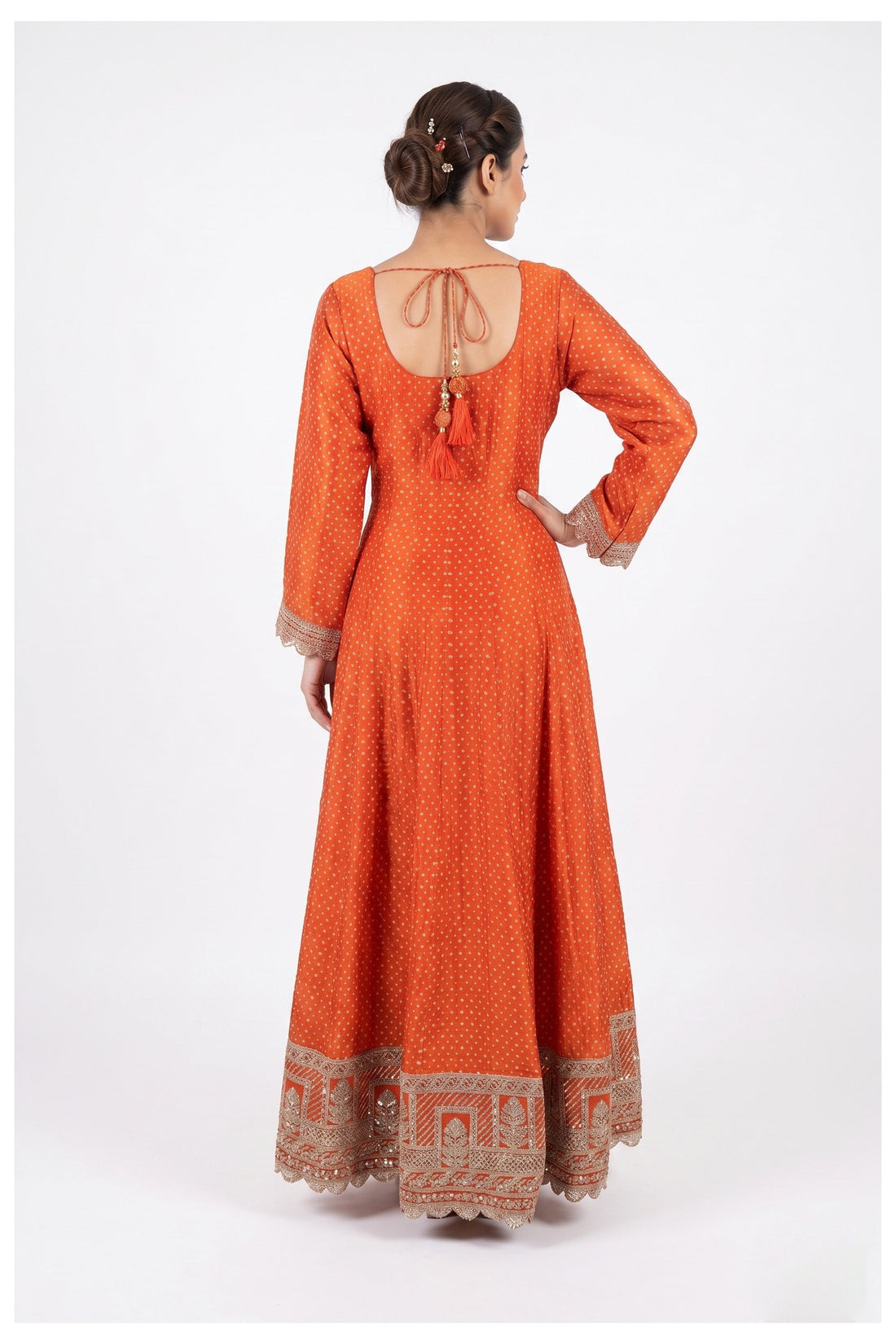 Rust Orange Embroidered Kurta Palazzo Set With Dupatta