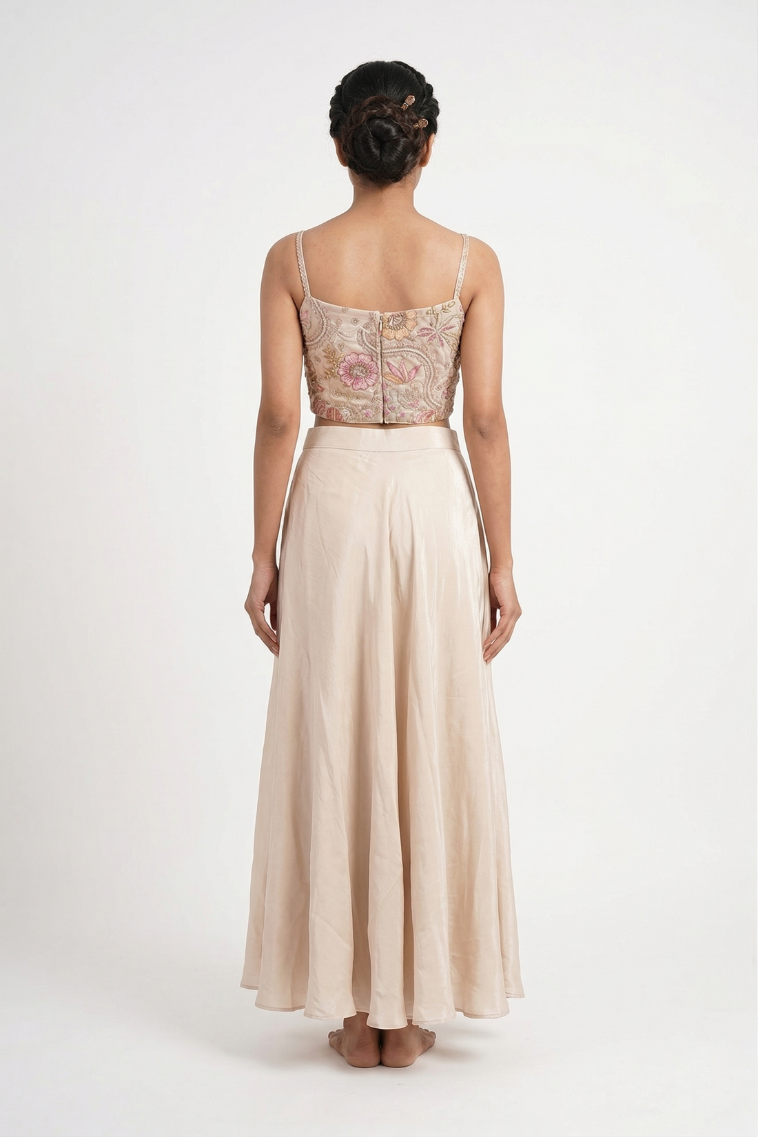 Light Bisque Embroidered Jacket Skirt Set
