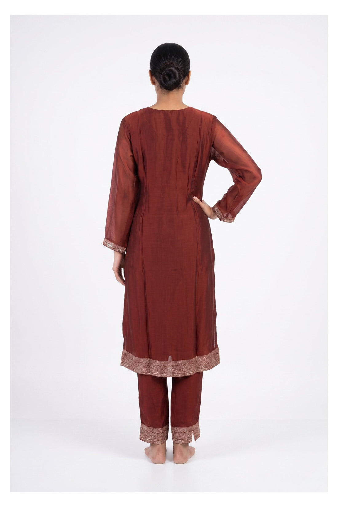 Wine Zari Woven Festive Suit Set With Elegant Dupatta