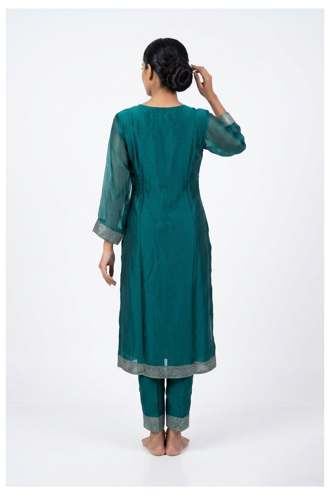 Teal Blue Banarasi Woven Festive Suit Set With Elegant Dupatta