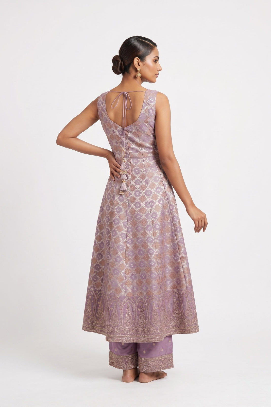 Lavender Royale Embroidered Gown Palazzo Set