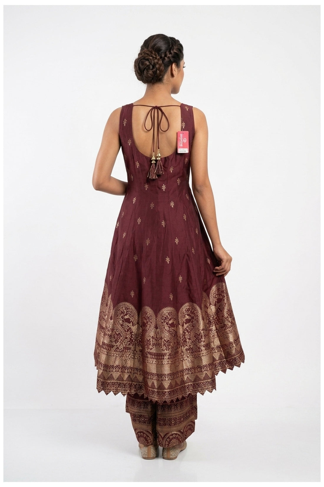 Wine Heritage Print Kurta Palazzo Set With Dupatta