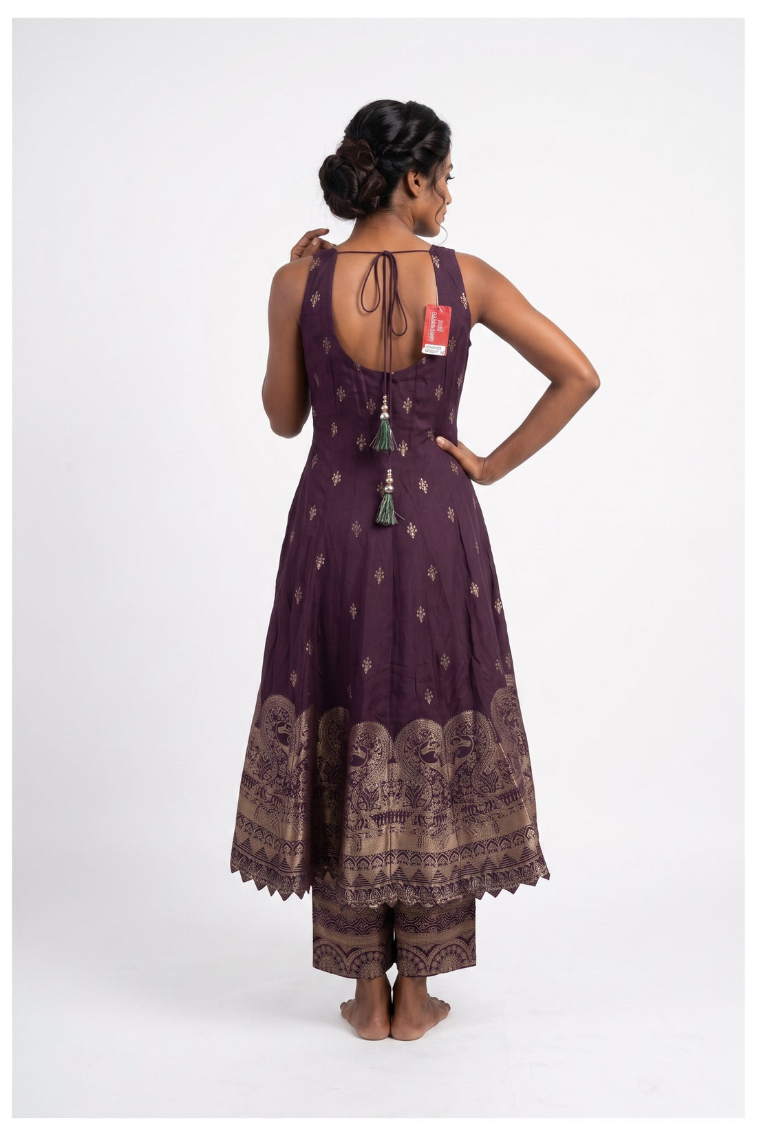 Royal Purple Zari Woven Palazzo Suit Set With Dupatta