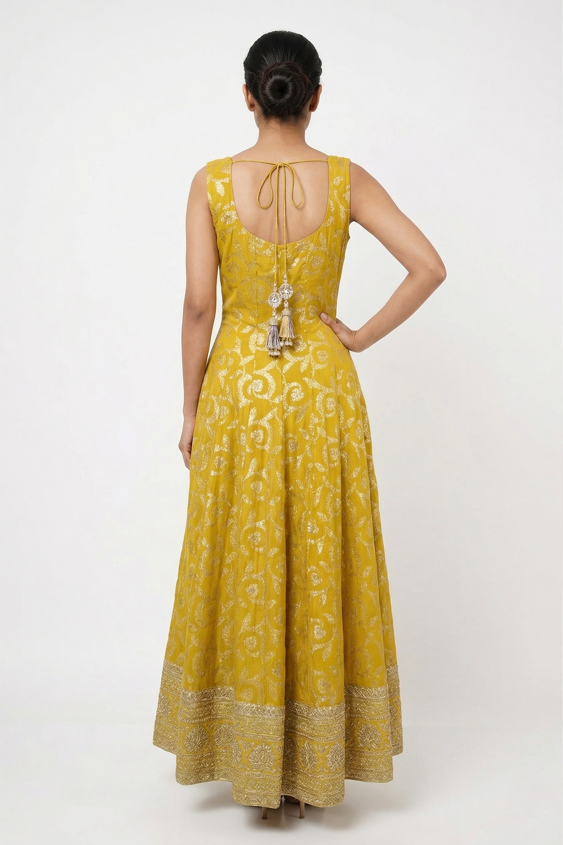 Sunshine Yellow Embroidered Anarkali Set with Tassel Dupatta
