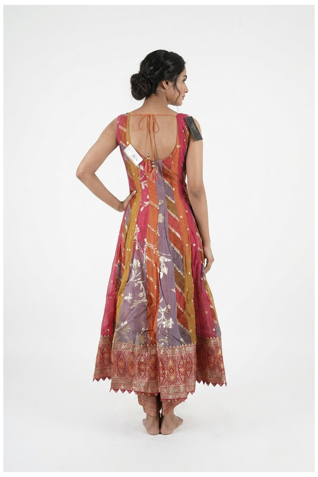 Multicolor Printed Anarkali Palazzo Set With Net Dupatta
