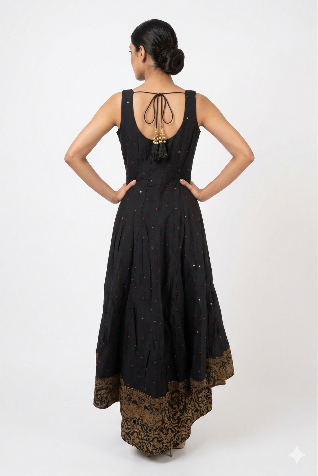 Coffee  Anarkali Suit Set With Antique Gold Zari Dupatta