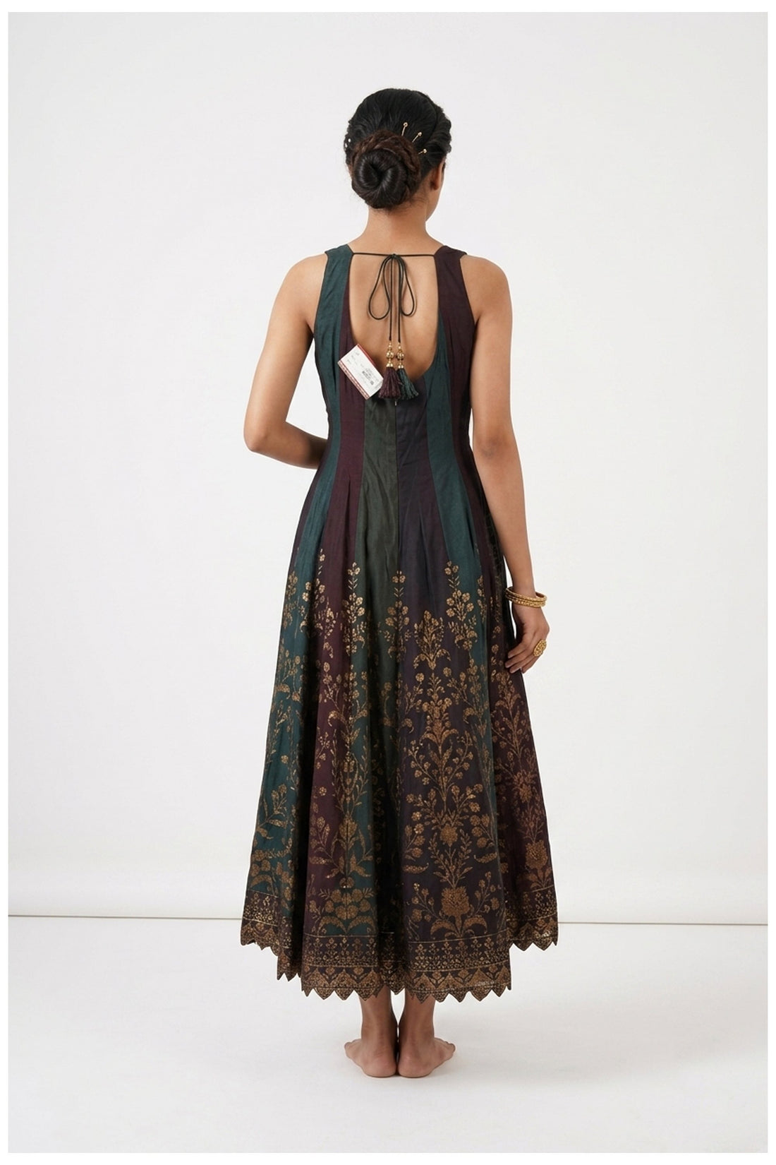 Black Antique Gold Floral Anarkali Palazzo Set With Dupatta