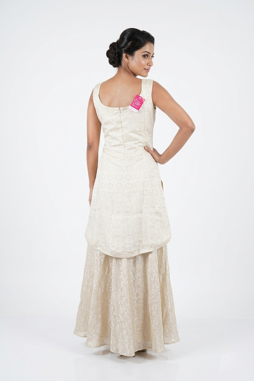 Almond Silk Kurta Palazzo Set With Multicolor Printed Dupatta