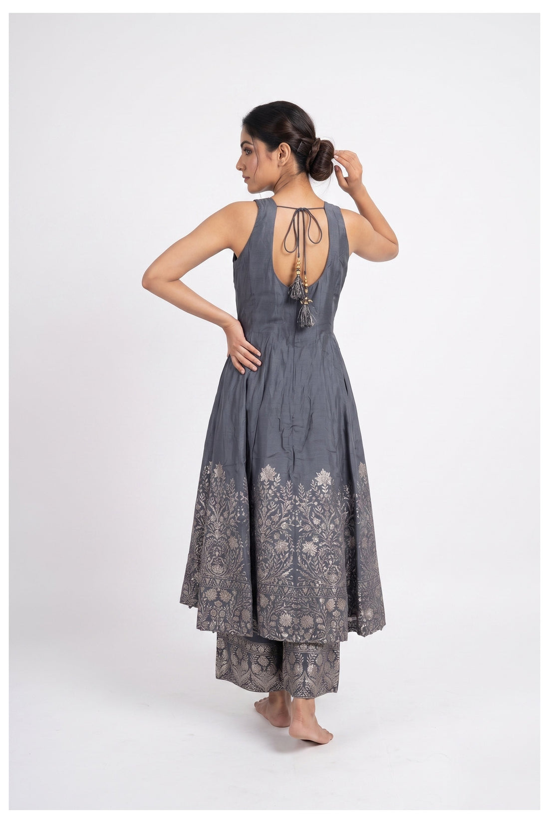 Midnight Blue Embroidered Palazzo Suit Set With Dupatta