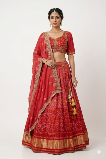 RUST-RED LEHENGA CHOLI