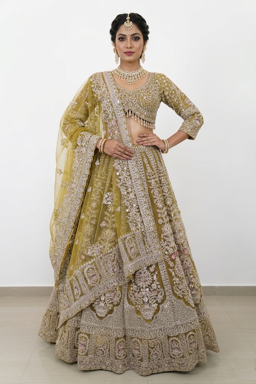 MEHENDI GREEN LEHENGA CHOLI